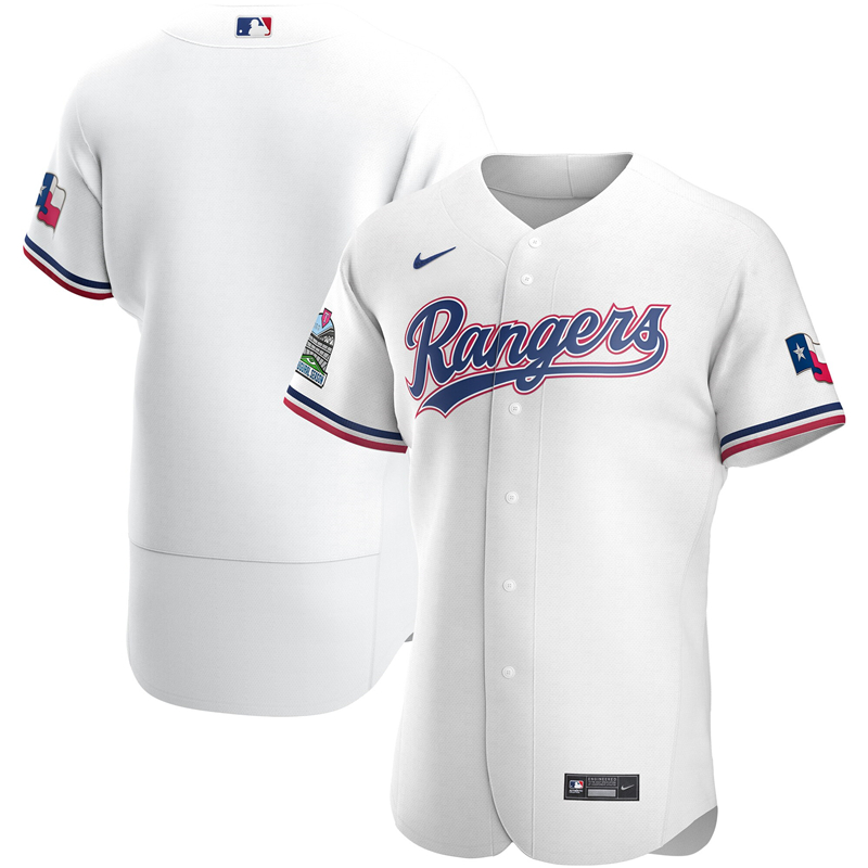 2020 MLB Men Texas Rangers Nike White Home 2020 Authentic Team Jersey 1